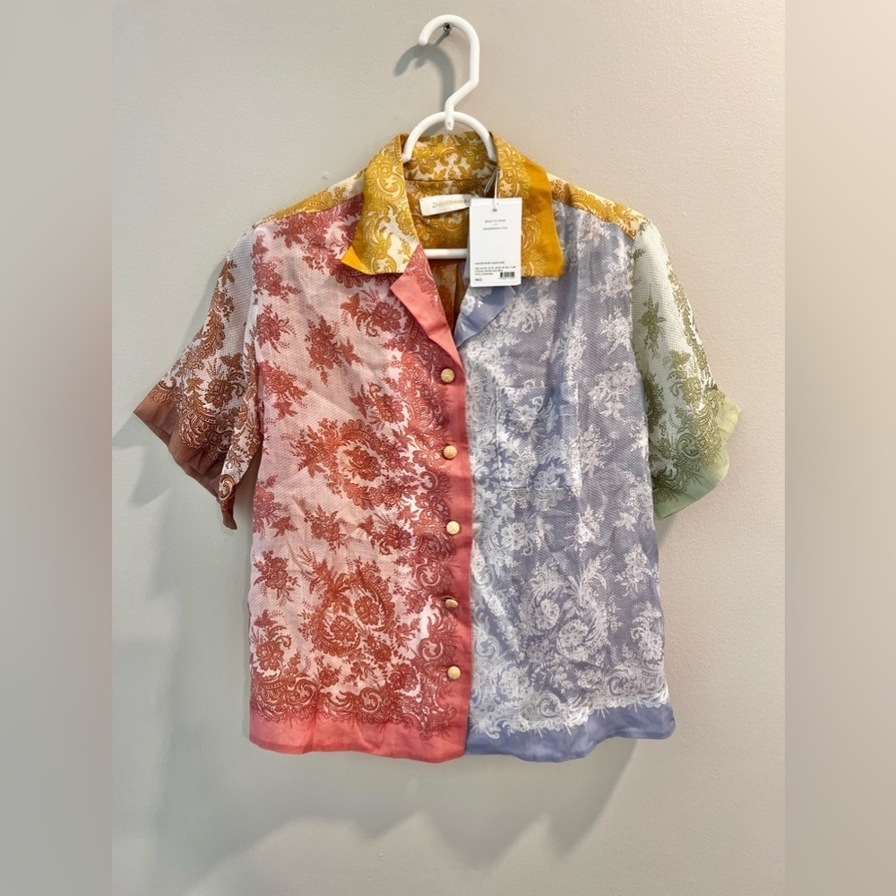 NWT Zimmermann Dancer Short Sleeve Shirt Size 2P